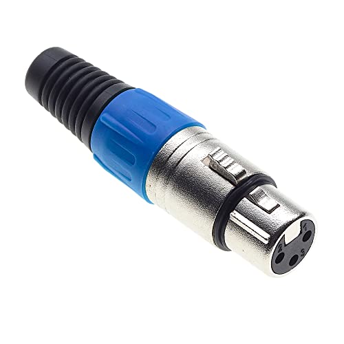 Keple 3-polige XLR-Buchse, blau - Buchse für Audio-Mikrofon-DMX-Stecker, nicked-Plated Adapter, Metallkonstruktion Stecker mit Kunststoffgehäuse von Keple