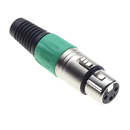 Keple 3-polige XLR-Buchse, grün - Buchse für Audio-Mikrofon-DMX-Stecker, nicked-Plated Adapter, Metallstecker mit Kunststoffgehäuse von Keple