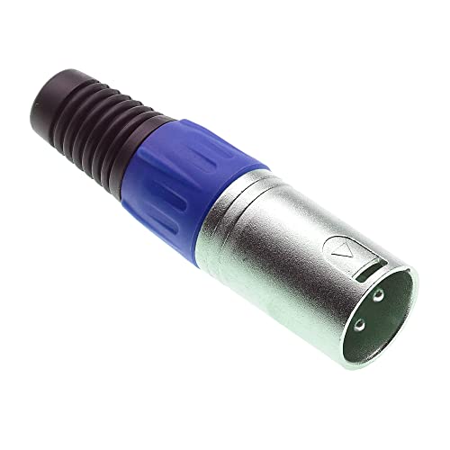 Keple 3-poliger XLR-Stecker, blau - männlicher Audio-Mikrofon-DMX-Stecker Klinkenstecker, vernickeltes Adapter, Metallkonstruktion Stecker mit Kunststoffgehäuse von Keple