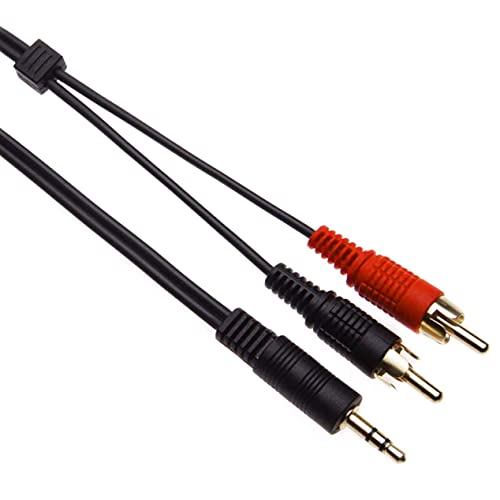 Schwarz 3,5 mm Stereo Klinkenstecker AUX-IN auf 2 Stecker RCA Audiokabelleitung zum Anschluss eines Laptops, Computers, Smartphones an Verstärker, Verstärker, Hi-Fi-System | Vergoldet (2m / 6.5ft) … von Keple