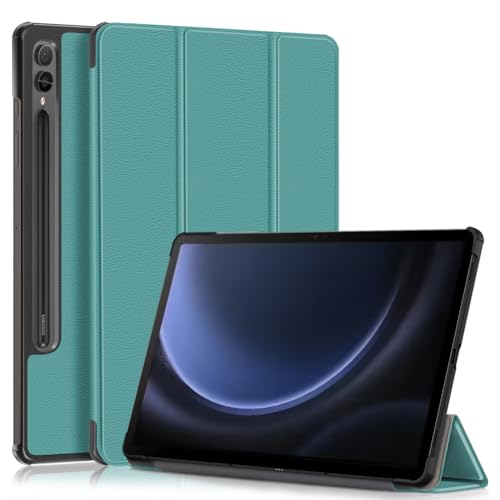 Kepuch Custer Hülle für Samsung Galaxy Tab S9 FE+, FE Plus 12.4" SM-X610 SM-X616,Smart PU-Leder Hüllen Schutzhülle Tasche Case Cover - Grün von Kepuch