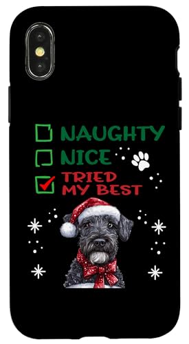 Hülle für iPhone X/XS Niedlicher Kerry Blue Terrier Hund Weihnachten Naughty Nice Tried My von Kerry Blue Terrier Christmas Dog Breed Designs