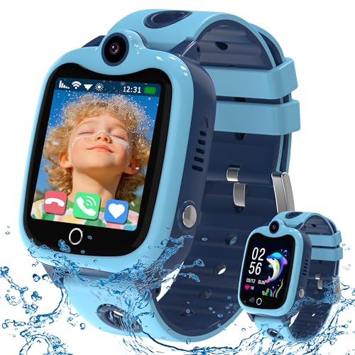 4G Smartwatch Kinder mit GPS und Telefon, IP68 Wasserdicht Kinder Smartwatch mit Videoanruf Anruffunktion SIM SOS Schulmodus Voice Chat Wecker, Kinderuhr GPS Geschenk für Jungen Mädchen Student von Kesasohe