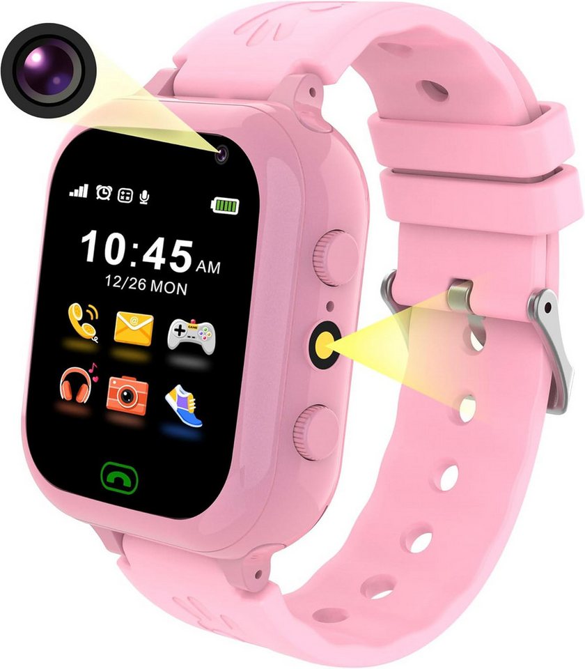 Kesasohe für Jungen Mädchen 4-12 Jahre Student Geschenk Fackel Zähler Smartwatch, mit Telefon SIM SMS 25 Spiel SOS Kamera Wecker Musik Schrittzähler von Kesasohe