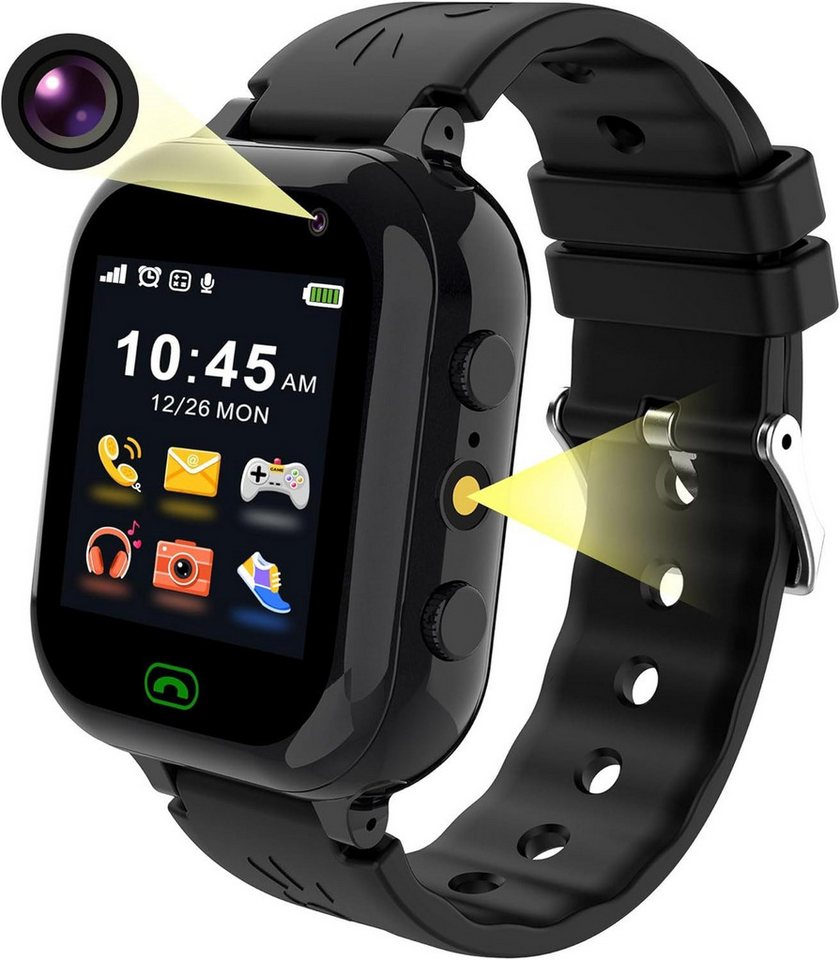 Kesasohe für Jungen Mädchen 4-12 Jahre Student Geschenk Fackel Zähler Smartwatch, mit Telefon SIM SMS 25 Spiel SOS Kamera Wecker Musik Schrittzähler von Kesasohe