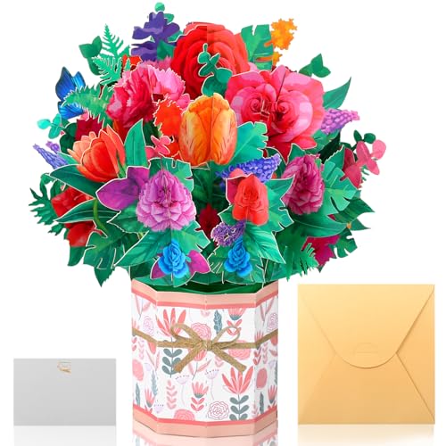 Kesote Geburtstagskarte Pop Up Karte Geburtstag Muttertagsgeschenk für Mama Muttertagskarte Blumen Glückwunschkarte Muttertag Geschenk Mutter Geschenke Grußkarte 3D Dankeskarte Sonnenblume Rose von Kesote