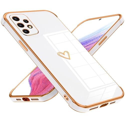 Keteen Handyhülle für Samsung Galaxy A52 4G / 5G / A52S 5G Hülle Cute Herz Muster Mädchen Galvanisierte Kameraschutz Weich TPU Silikon Schutzhülle Ultra Dünn Hülle für Samsung A52, Weiß von Keteen