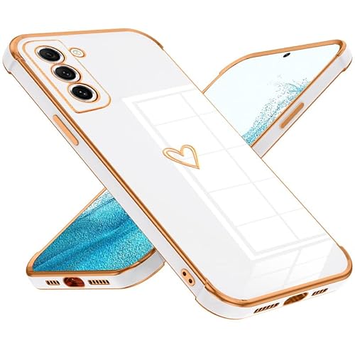 Keteen Handyhülle für Samsung Galaxy S22 Plus Hülle Cute Herz Muster Mädchen Galvanisierte Kameraschutz Weich TPU Silikon Schutzhülle Ultra Dünn Case Stoßfeste Hülle für Samsung Galaxy S22 Plus-Weiß von Keteen