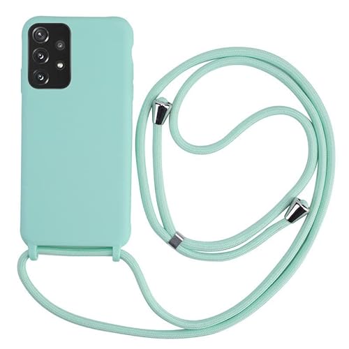 Keteen Handykette hülle für Samsung Galaxy A52 4G / 5G / A52S 5G Handyhülle mit Band Slim Silikon Abnehmbar Kordel Stossfest Bumper Cover zum Umhängen Necklace Handyhülle für Samsung A52-Hellgrün von Keteen