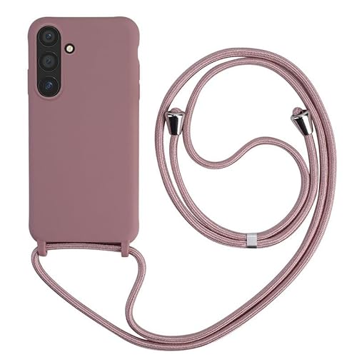 Keteen Handykette hülle für Samsung Galaxy A55 5G Handyhülle mit Band Slim Silikon A55 5G hülle mit Abnehmbar Kordel Stossfest Bumper Cover zum Umhängen Necklace Handyhülle für Samsung A55 5G-Pink von Keteen