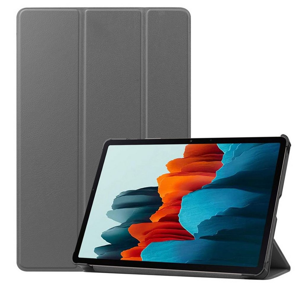 Kevin Frotscher (FroShop) Tablet-Hülle Schutzhülle für Samsung Galaxy Tab S7+ / S8+ Plus FE Lite 12.4", 2022 2021 2020 Etui Tasche Cover Wake Up / Sleep - Farbe GRAU von Kevin Frotscher (FroShop)