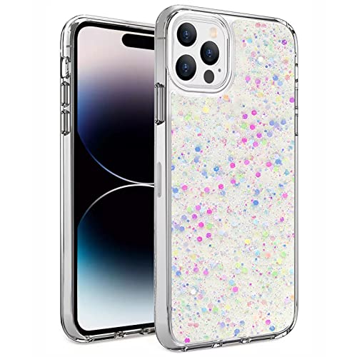 Kewmayer Glitzer Hülle für iPhone 14 Pro, Bling Glitter Stoßfeste Stoßstange Handyhülle Weich TPU Silikon Stoßfeste Case für Frauen und Mädchen (Durchsichtig) von Kewmayer