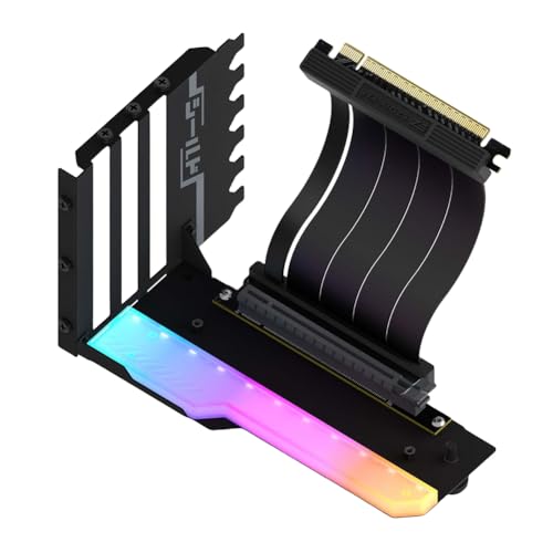 Kexpery Vertikales Grafikkartenhalterungsset mit PCI-E 4.0 X16-Riser-Kabel, 90 Grad rechtwinkliger Videokarten-Halterungs-Kit, Grafikkartenhalterung (Hochglanzschwarz) von Kexpery