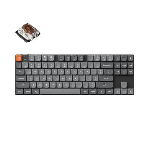 Keychron K1 Max Ultra-Slim QMK/VIA Bluetooth Wireless/USB Wired Custom Mechanische Tastatur, 2.4 GHz, Gaming-Tastatur mit TKL-Layout, Weiß-LED und Low-Profile Gateron Brown Switch von Keychron