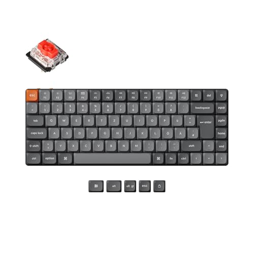 Keychron K3 Max Ultraschmale Drahtlose Mechanische Tastatur, Hot-swappable 2.4 GHz/Bluetooth/Wired 3-Mode DE-ISO Layout Programmable RGB Backlit Red Switch Gaming Keyboard for Mac Windows von Keychron