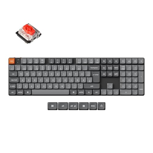 Keychron K5 Max Ultraschlanke RGB-Hot-Swap-fähige QMK/VIA mechanische Tastatur, DE-Layout, programmierbare kabellose Tastatur in voller Größe, Low-Profile-Gateron-Rot-Schalter von Keychron