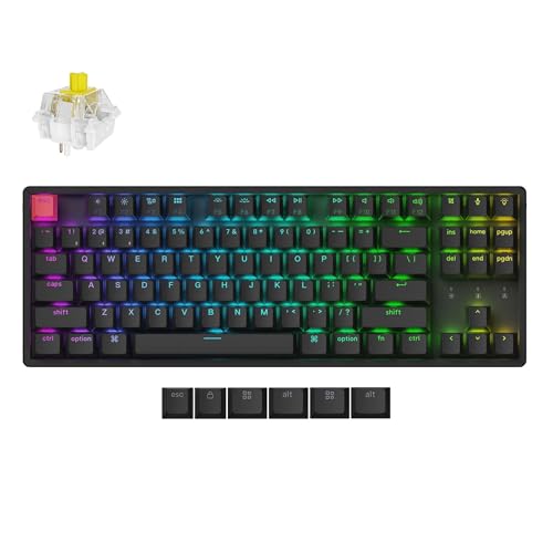 Keychron K8 Version 2 Kabellose Mechanische Tastatur, Bluetooth/USB-C, RGB LED, QMK/VIA, Hot-swap, Programmable, PBT Keycaps, for Mac Windows, Super Banana Switch von Keychron