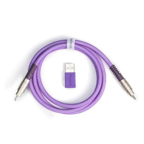 Keychron Kabel für mechanische Tastatur Typ-C + Typ-A zu Typ-C Adapter, Doppelmantel Geek, 100cm - Lila von Keychron