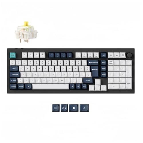 Keychron Q5 Max Kabellose Mechanische Tastatur,2.4 GHz Bluetooth QMK Voll-Aluminium 96% DE-ISO Layout RGB Hot-swappable Gateron Banana Switch Für Mac Windows Linux von Keychron