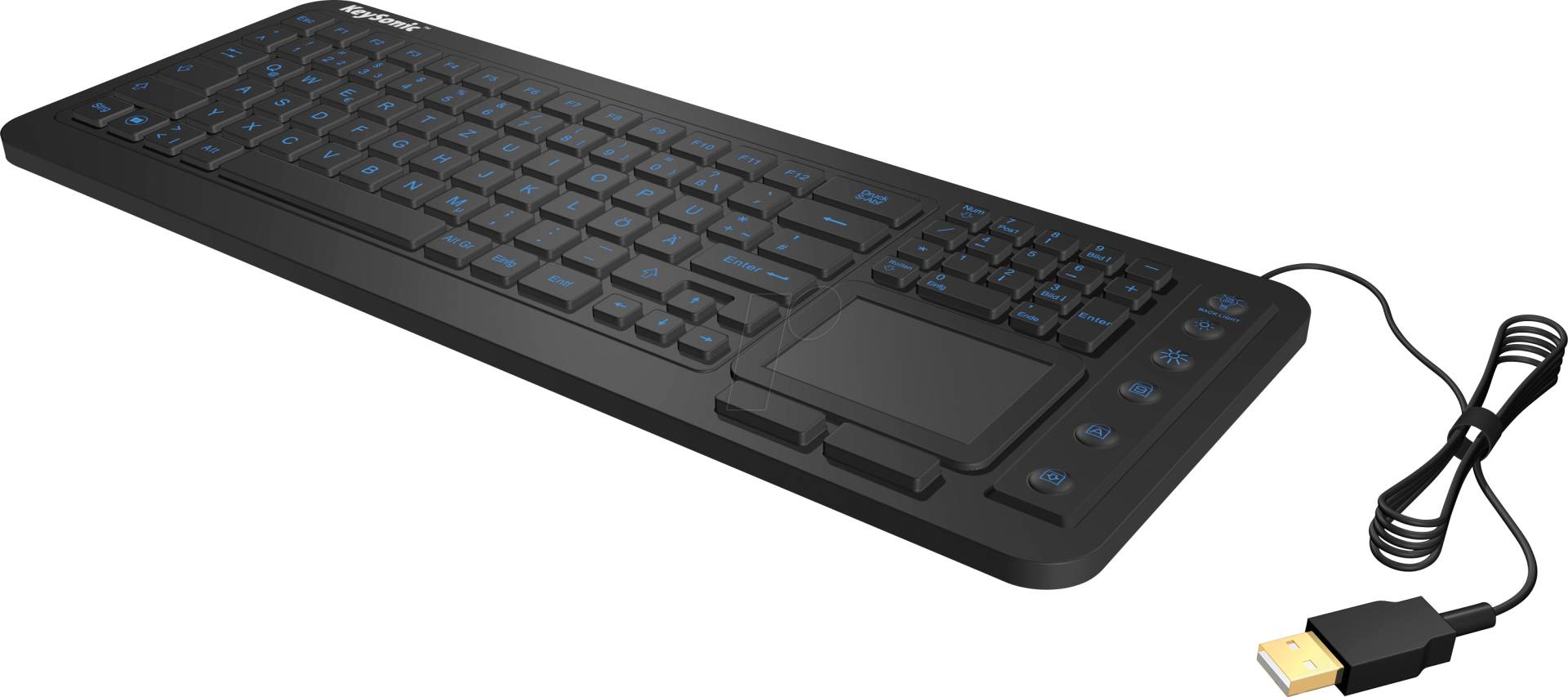 KEYSONIC 28036 - Tastatur, USB, Silikon, IP68, Touchpad, schwarz von Keysonic