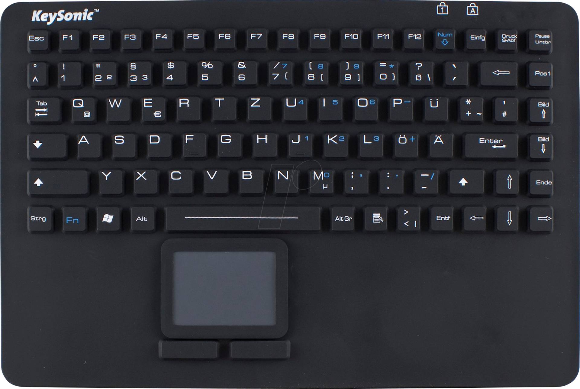 KEYSONIC 28037 - Tastatur, USB, Silikon, IP68, Touchpad, schwarz von Keysonic