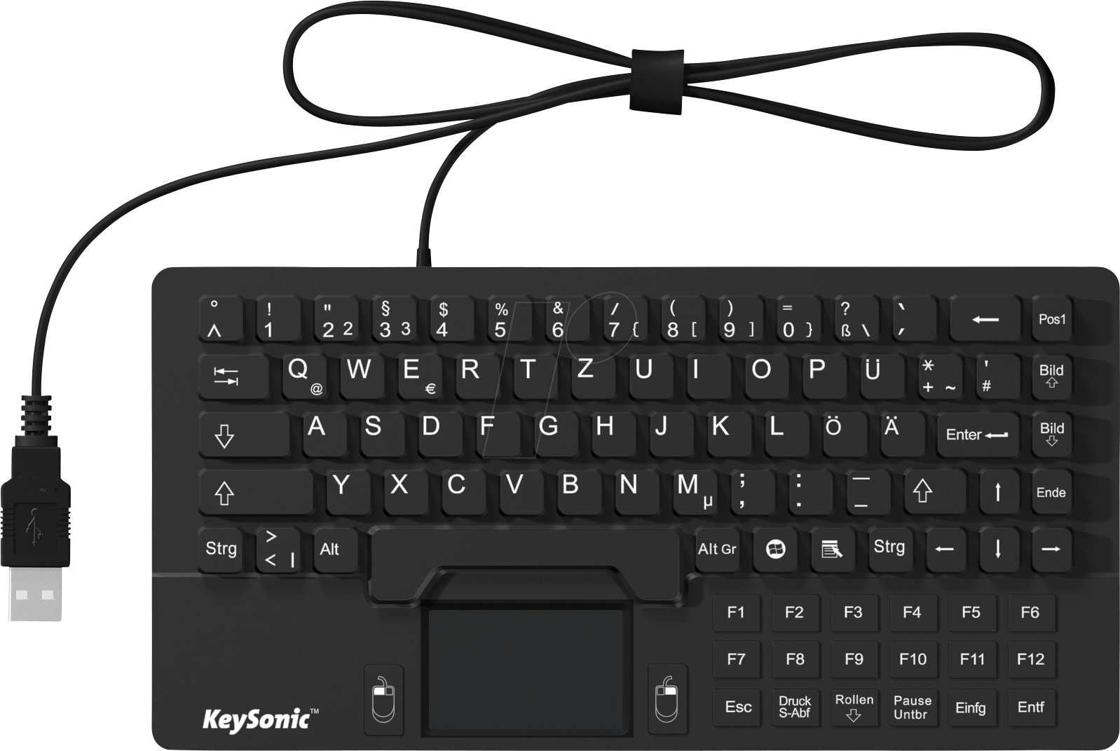 KEYSONIC 28096 - Tastatur, USB, Silikon, IP68, Touchpad, schwarz von Keysonic