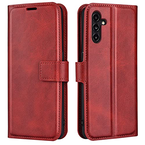 Kezaizhe Klapphülle für Samsung A14 5G Hüllen PU Leder Wallet Schutzhülle Schutz Mobiltelefon Flip Back Cover für Samsung Galaxy A14 5G Tasche Handy Zubehör (Rot) von Kezaizhe