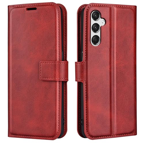 Kezaizhe Klapphülle für Samsung A25 Hüllen PU Leder Wallet Schutzhülle Schutz Mobiltelefon Flip Back Cover für Samsung Galaxy A25 5G A256 Tasche Handy Zubehör (Rot) von Kezaizhe