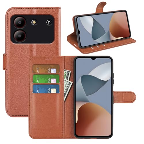 Kezaizhe Klapphülle für ZTE Blade A54 Hüllen PU Leder Wallet Schutzhülle Schutz Mobiltelefon Flip Back Cover für Blade A 54 ZTE Tasche Handy Zubehör (Braun) von Kezaizhe