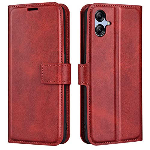 Klapphülle für Samsung A04E Hüllen PU Leder Wallet Schutzhülle Schutz Mobiltelefon Flip Back Cover für Samsung Galaxy A04e A042F Tasche Handy Zubehör (Rot) von Kezaizhe