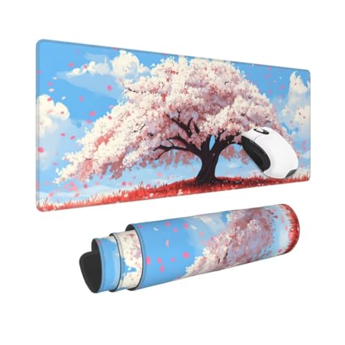 Gaming Mauspad XXL Blume Großes Mousepad 1500 * 800mm rutschfeste Schreibtischunterlage Landschaft Mouse Pad mit Vernähte Kanten Verbessert Desk Mat Geschwindigkeit und Präzision für Gaming und Büro von Kggyele