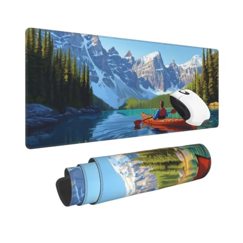 Gaming Mauspad XXL Landschaft Großes Mousepad 1500 * 800mm rutschfeste Schreibtischunterlage Berg Mouse Pad mit Vernähte Kanten Verbessert Desk Mat Geschwindigkeit und Präzision für Gaming und Büro von Kggyele