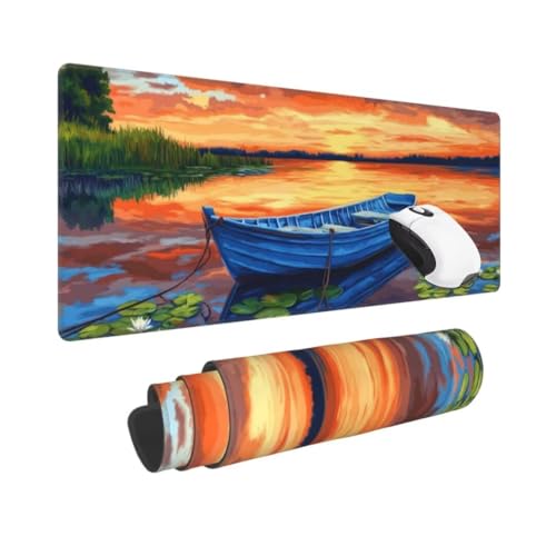 Gaming Mauspad XXL Sonnenuntergang Großes Mousepad 1500 * 800mm rutschfeste Schreibtischunterlage Landschaft Mouse Pad mit Vernähte Kanten Verbessert Geschwindigkeit und Präzision für Gaming und Büro von Kggyele