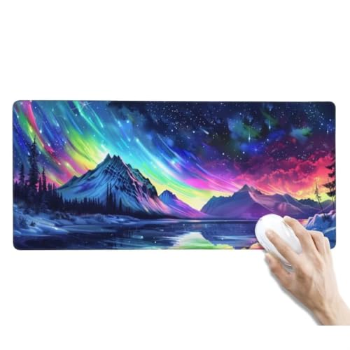 XXL Mauspad Aurora Mauspad Schreibtischunterlage Wasserdicht Groß Mousepad XXL Gaming Mauspad XXL rutschfeste Gummierte Unterseite und Genähte Kanten, Gaming Zubehör Deko (1200x600x3 mm, Landschaft) von Kggyele