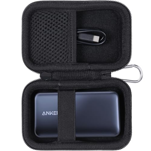 Khanka Hartschalen-Tragetasche als Ersatz für Anker MagGo 35 W/Anker Nano 30 W/Anker 533 Power Bank 30 W, Aufbewahrungs- und Reiseabdeckung für Anker 10.000 mAh Power Bank (Schwarz, nur Tasche) von Khanka