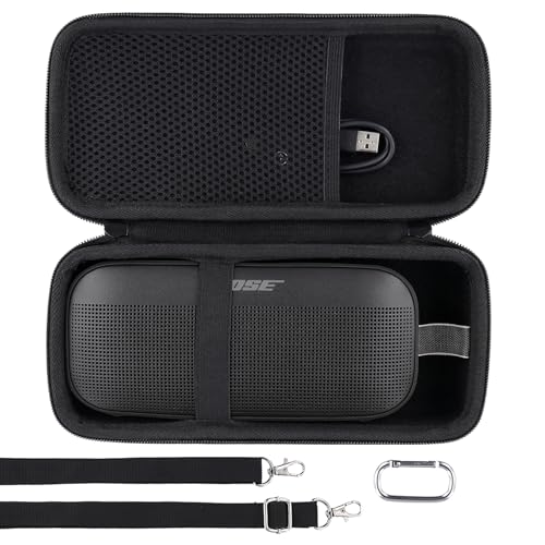 Khanka Hartschalen-Tragetasche kompatibel mit Bose SoundLink Flex 2. Gen./tragbarem Bluetooth-Lautsprecher Bose SoundLink Flex, Schwarz, nur Tasche von Khanka