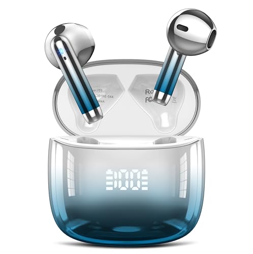 Bluetooth Kopfhörer, Kopfhörer Kabellos Bluetooth 5.3 In Ear Kopfhörer mit 4 ENC Mic, HiFi Stereo, 40H Kabellose Kopfhörer Tiefer Bass Wireless Earbuds, LED-Anzeige, IP7 Wasserdichte Ohrhörer,Hellblau von Kicoeon