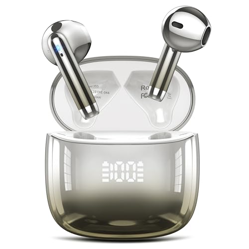 Bluetooth Kopfhörer, Kopfhörer Kabellos Bluetooth In Ear Kopfhörer mit Mikrofon, ENC Lärmreduzierung, Std Spielzeit, HiFi Stereo Ohrhörer für Arbeit und Studium,Beige von Kicoeon