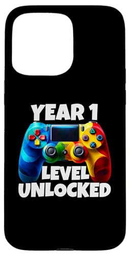 Hülle für iPhone 15 Pro Max Jahr 1 Level freigeschaltet – Back To School Gamer Kinder Jungen Mädchen von Kiddiewinks Closet