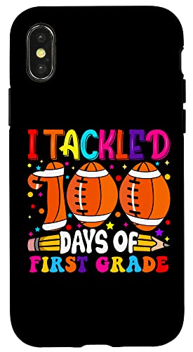 Hülle für iPhone X/XS I Tackled 100 Days of First Grade – Lustiger Jungen-Fußball von Kiddiewinks Closet