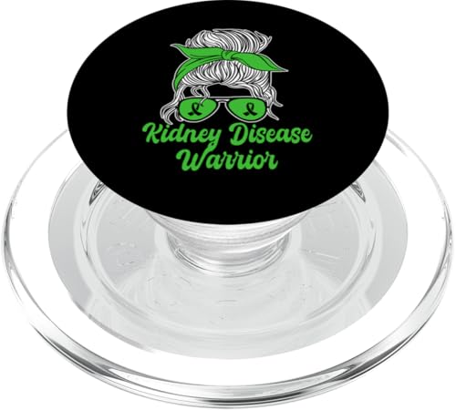 Nierenkrankheit Krieger Unordentlicher Haarknoten Frauen grünes Band PopSockets PopGrip für MagSafe von Kidney Disease Awareness Month Design CKD Month