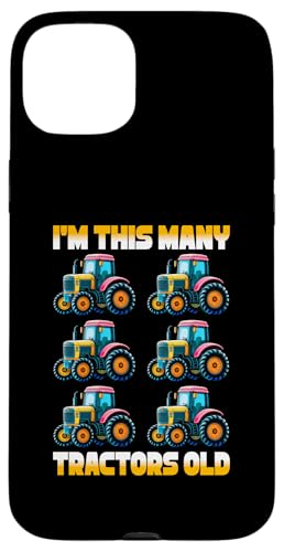 Hülle für iPhone 15 Plus 6. Geburtstag I'm This Many Tractors Trucks 6 Years Old Boys von Kids Fun Tractor Birthday Party Outfit Gifts