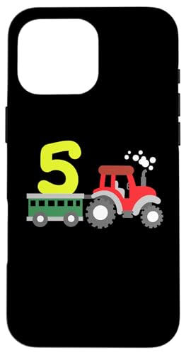 Hülle für iPhone 16 Pro Max Bauernhof Traktor 5. Geburtstag 5 Jahre alt Kleinkind Jungen Kinder von Kids Fun Tractor Birthday Party Outfit Gifts