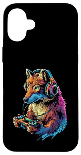 Wolf Lovers Gaming Kopfhörer Design Funny Wolf Hülle für iPhone 16 Plus von Kids Wolf Designs