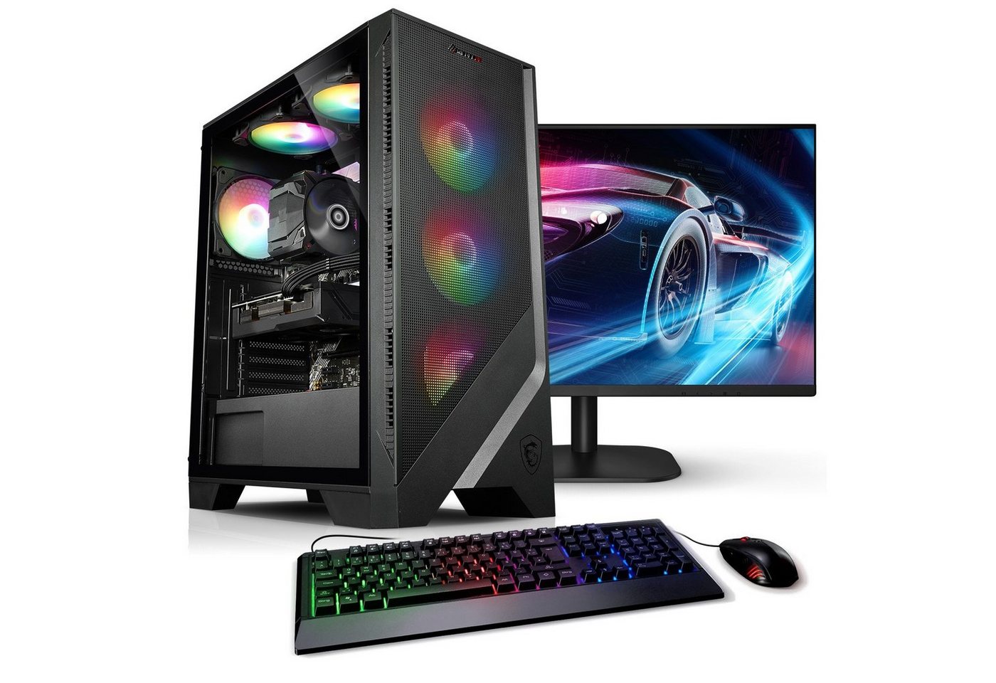 Kiebel Lightning Gaming-PC-Komplettsystem (27", Intel Core i7 Intel Core i7-12700KF, RTX 4060, 32 GB RAM, 4000 GB HDD, 1000 GB SSD, RGB-Beleuchtung, WLAN) von Kiebel