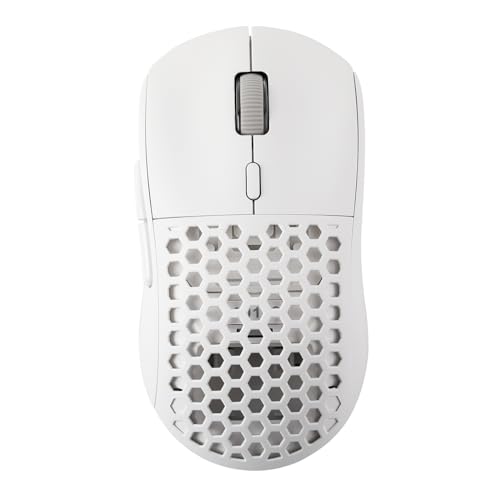 KiiBoom AJAZZ AJ199 Kabellose Maus mit TTC-Encoderrad, ergonomisches Design für mittlere Hände, 26000 DPI, PAW3395 Sensor, 2,4 G und kabelgebundene Dual-Modus-Verbindung, 300 mAh Akku (weiß) von KiiBoom