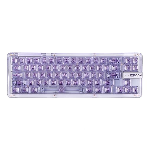 KiiBoom Phantom 68 65% Hot Swappable Crystal Gasket-Mounted Mechanical Keyboard, BT5.0/2.4GHz/USB-C Wireless NKRO Gaming Keyboard mit nach Süden gerichteten RGB, 4000mAh Batterie für Win/Mac (Lila) von KiiBoom