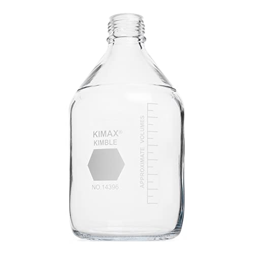 Kimble 14396-250 Borosilikatglas Graduierte Medien-Vorratsflaschen ohne Kappe, GL 45 Schraubgewinde, 250 ml Fassungsvermögen (10 Stück) von Kimble
