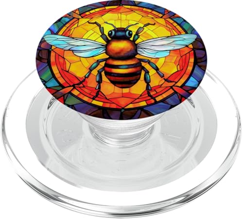 Bunter Bienen-Buntglasdruck PopSockets PopGrip für MagSafe von Kimique