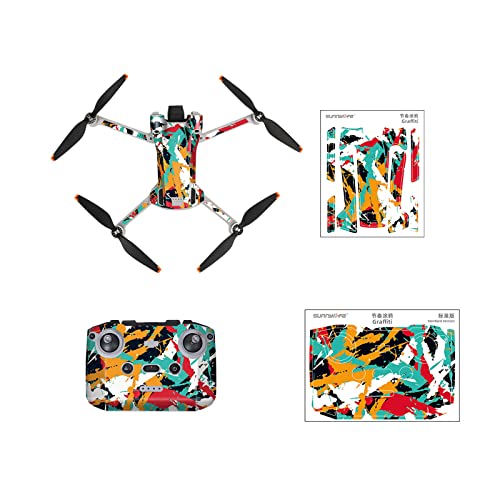 Kimyoaee Mini 3 Pro Skin Decal für DJI Mini 3 Pro Kamera Drone Quadcopter Body Arm RC N1 Fernbedienung Full Set Sticker Wrap Zubehör (Graffiti) von Kimyoaee